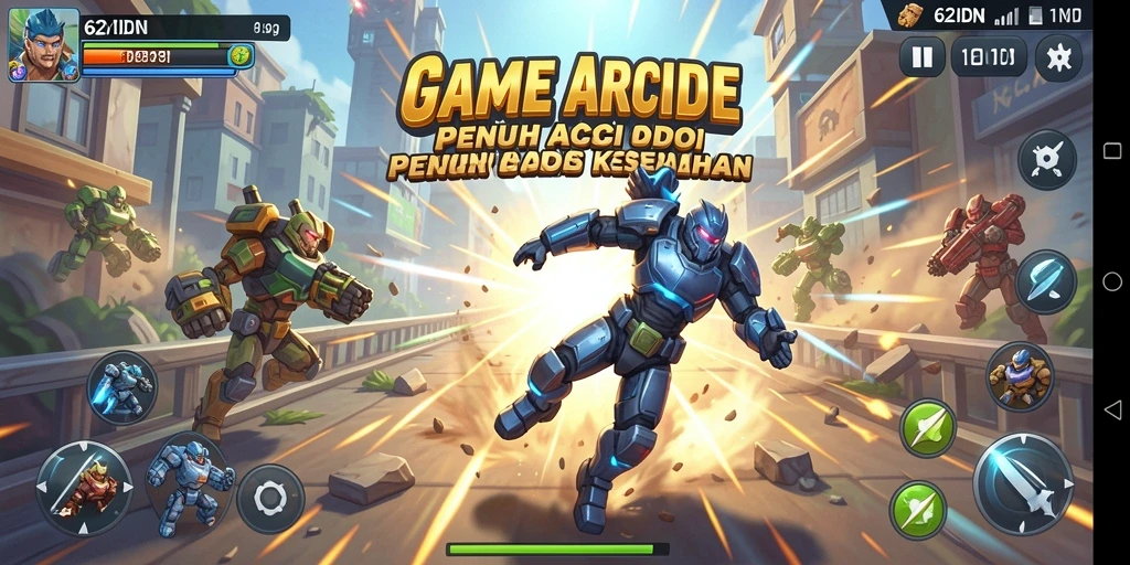 Tangkapan layar menunjukkan aksi seru gameplay Arcade.