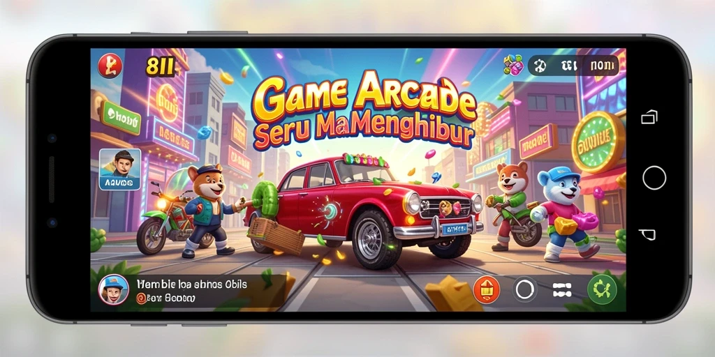 Screenshot utama 8II menampilkan gameplay Arcade yang seru dan penuh warna.