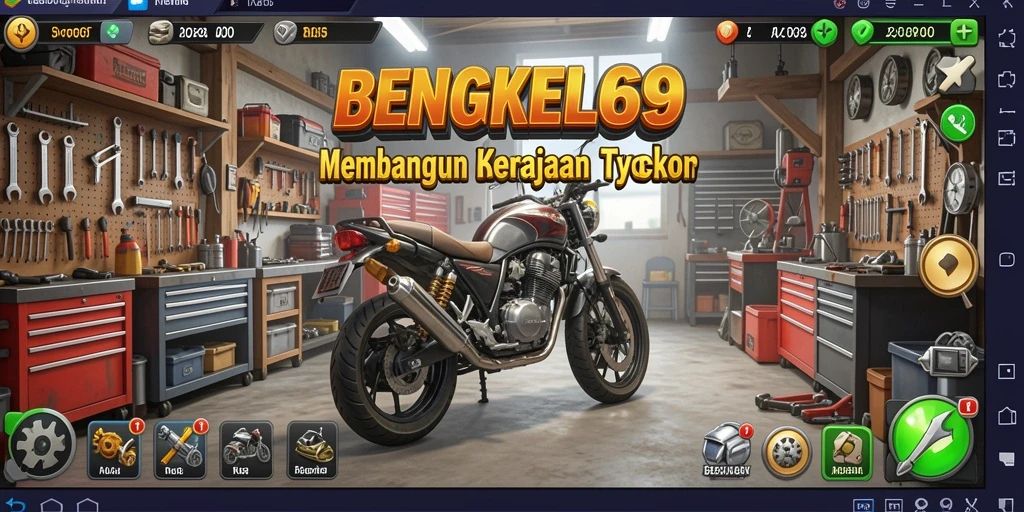 Tangkapan layar dari gameplay BENGKEL69 yang menampilkan aktivitas bengkel.