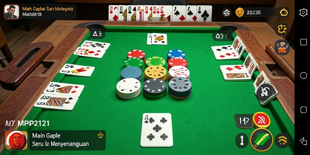 Screenshot MPO2121 menampilkan gameplay seru Gaple dengan teman.