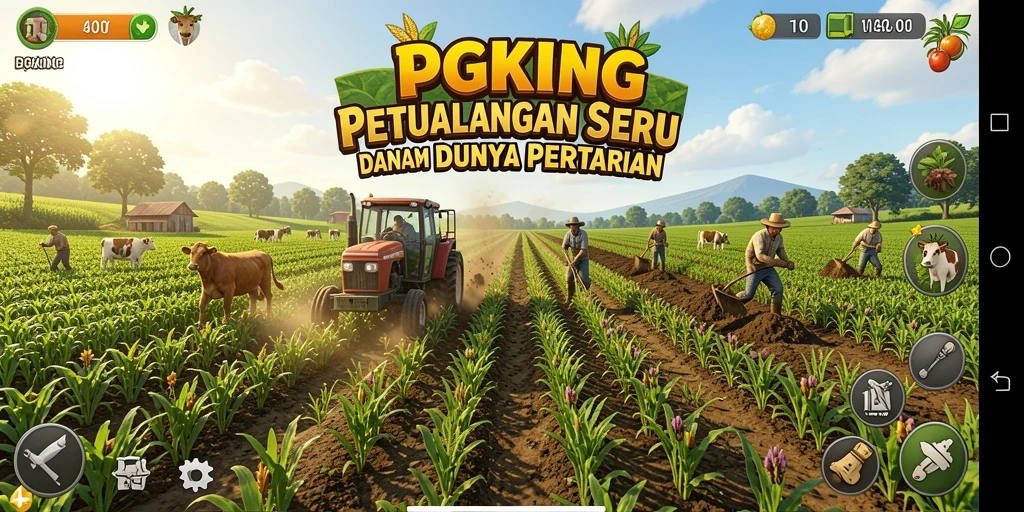 Tampilan gameplay PGKING menampilkan keseruan bertani di ladang yang subur.