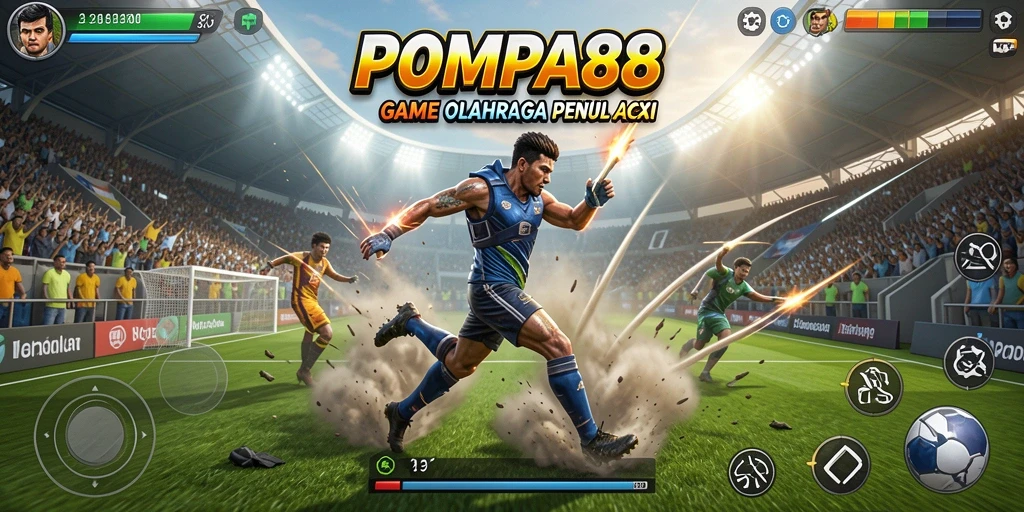 Tampilan gameplay seru di POMPA88 yang menampilkan aksi olahraga.