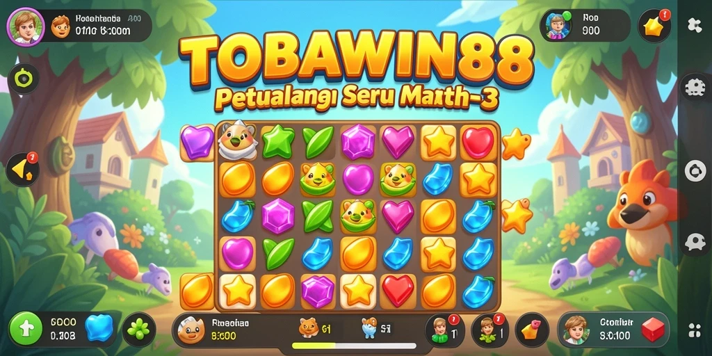 Screenshot gameplay TOBAWIN88 yang menampilkan aksi seru Match-3.